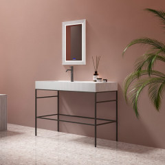 Wholesale High End Quality Rectangle Fluted Above Counter Top Corian Console Wash Basin TW-8685Y