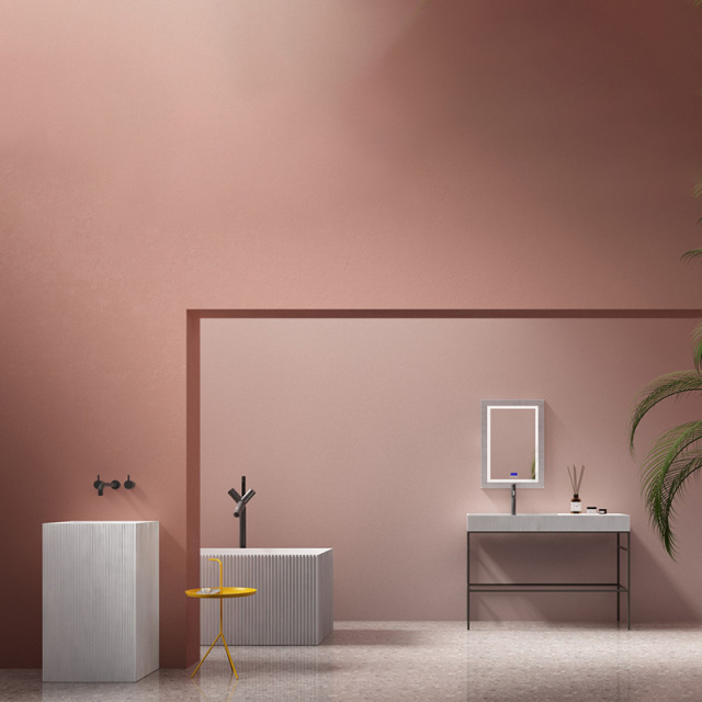 Quality Wholesale Unique Design Vertical line Fluted Freestanding Artificial Stone Bathtub Bathroom Complete Set TW-8685 Series