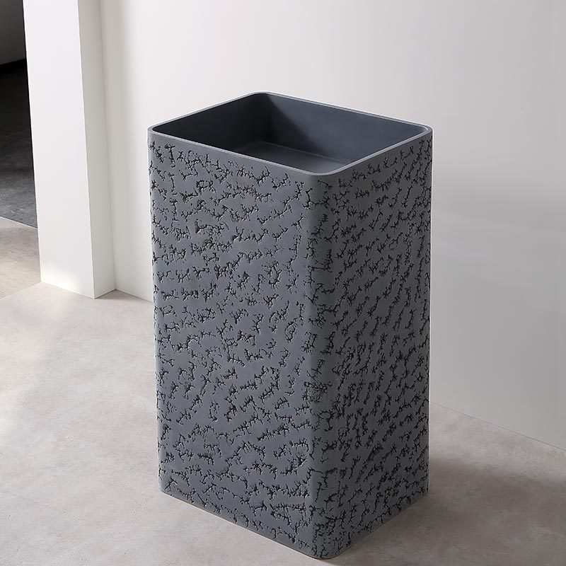 Wholesale Price Rectangle Textured Stone Freestanding Pedestal Wash Basin XA-Z09G