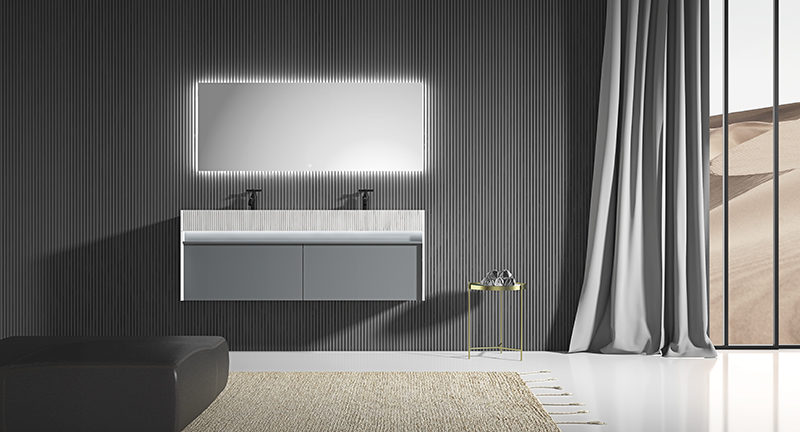Double Under Counter Sinks Floating Bathroom Vanity Cabinet