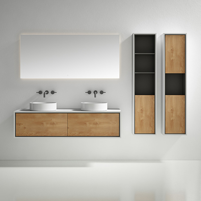 Hot Style Wholesale Double Counter Top Sink Wall Mounted Bathroom Cabinet WBL-0812