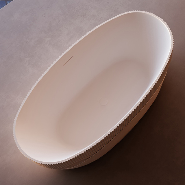 Exporter Oval Vertical line Fluted Stripes Freestanding Groove Acrylic Bathtub TW-7188