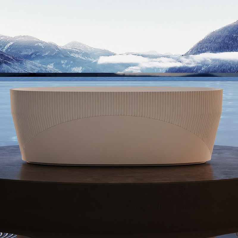 Exporter Oval Vertical line Fluted Stripes Freestanding Groove Acrylic Bathtub TW-7188