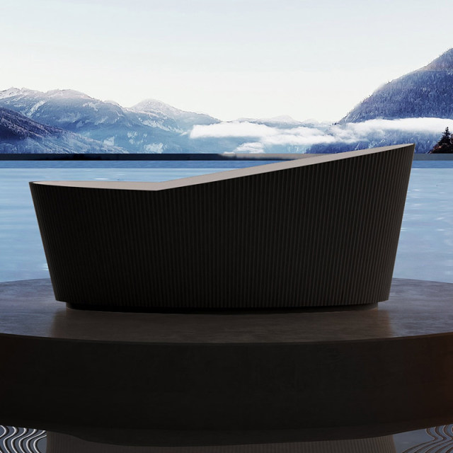 China Wholesale Factory Fluted Vertical Stripes Freestanding Groove Acrylic Bathtub TW-7198