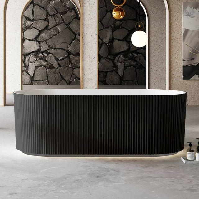 Factory Supply Quality Assurance Fluted Oval Vertical line Stripes Freestanding Acrylic Bathtub TW-7681