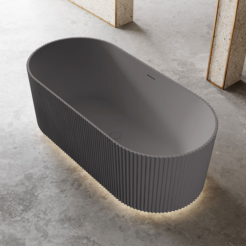 Factory Supply Quality Assurance Fluted Oval Vertical line Stripes Freestanding Acrylic Bathtub TW-7681