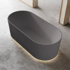Factory Supply Quality Assurance Fluted Oval Vertical line Stripes Freestanding Acrylic Bathtub TW-7681