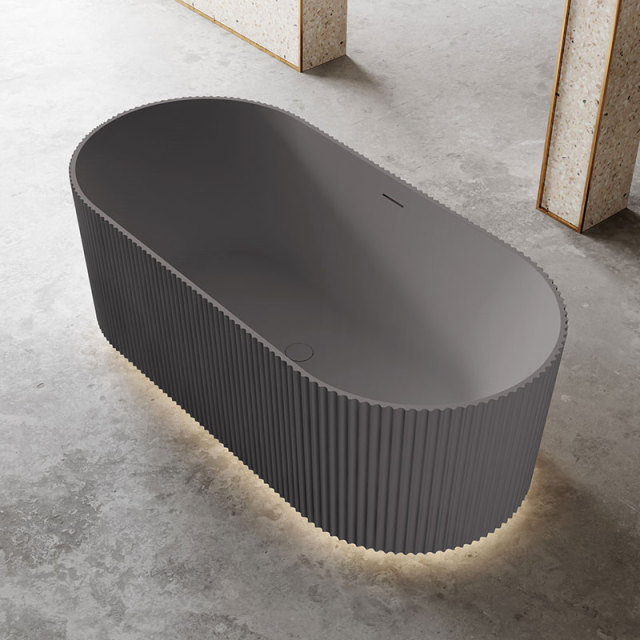 Factory Supply Quality Assurance Fluted Oval Vertical line Stripes Freestanding Acrylic Bathtub TW-7681