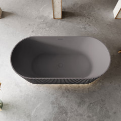 Factory Supply Quality Assurance Fluted Oval Vertical line Stripes Freestanding Acrylic Bathtub TW-7681