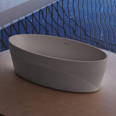 Supplier Oval Freestanding Fluted Vertical line Stripes Acrylic Bathtub TW-7187