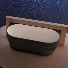 Wholesale High End Quality Back To Wall Fluted Freestanding Vertical Stripes Groove Acrylic Bathtub TW-7186