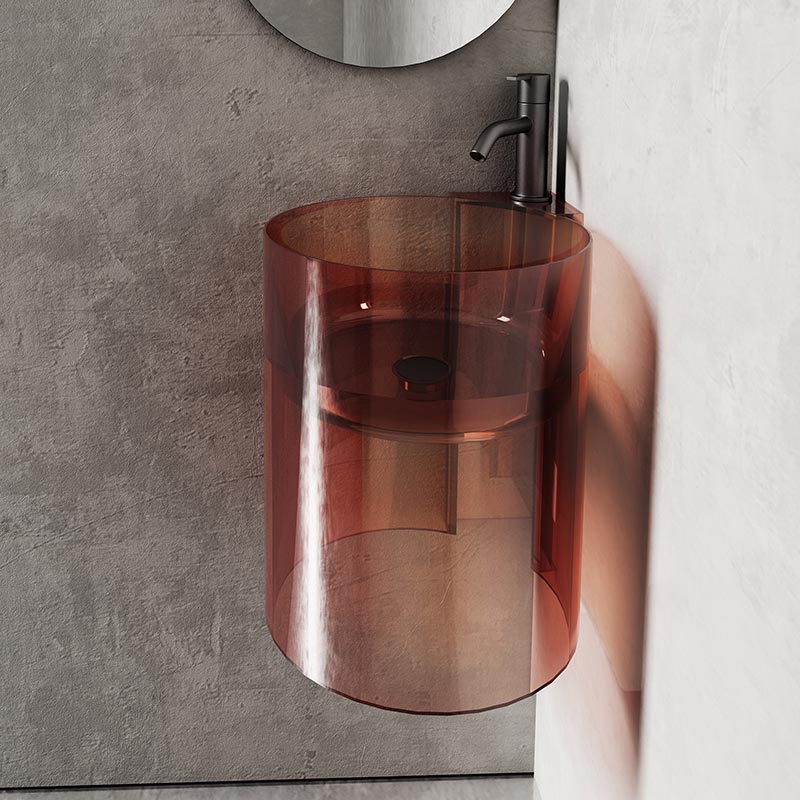 Corner Transparent Freestanding Pedestal Sink Wall Hung Basin TW-Z508T