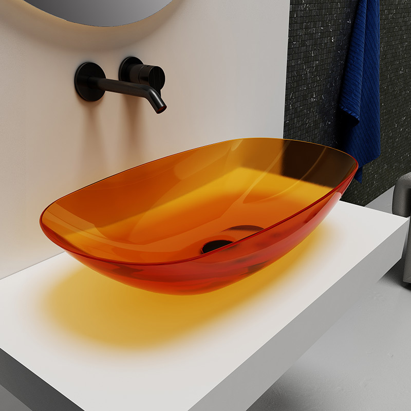 Factory Wholesale Above Counter Transparent Solid Surface Wash Basin TW-A108T