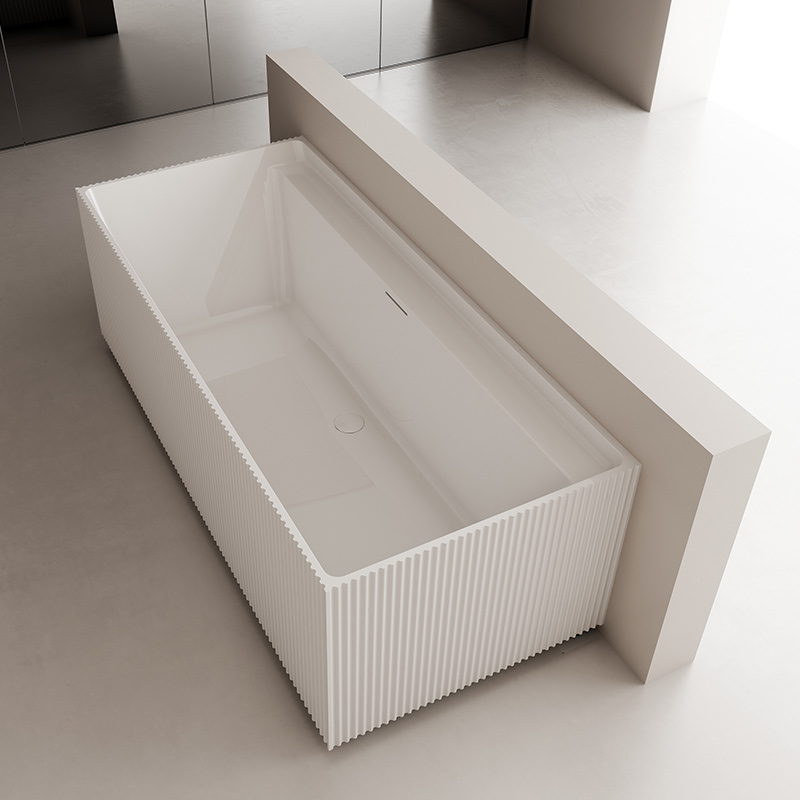 V-Groove Rectangle Self Standing Acrylic Fluted Bathtub TW-7135