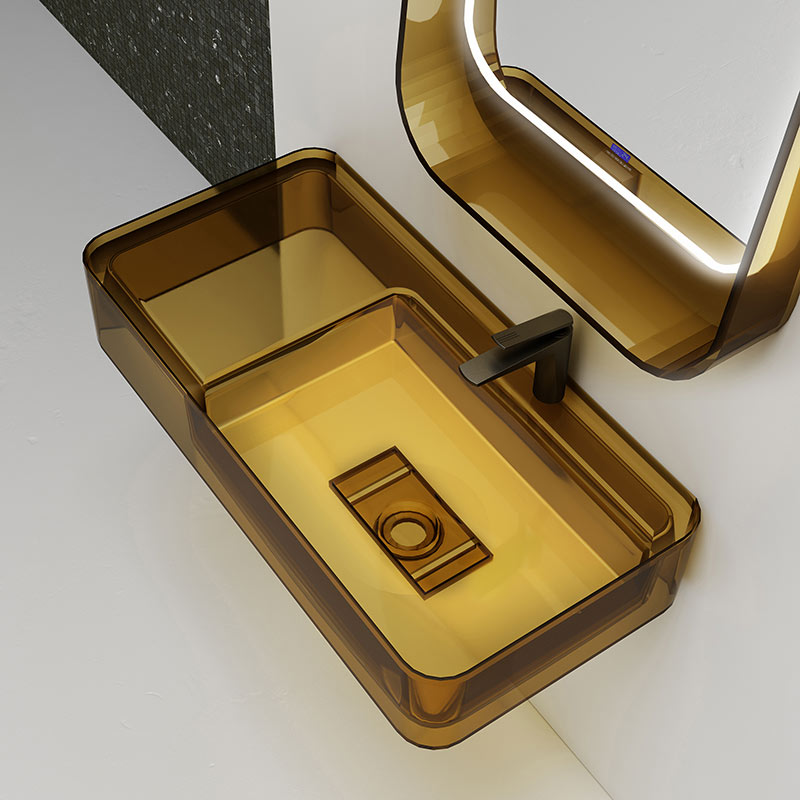 Transparent Wall Hung Bathroom Sink TW-G822T