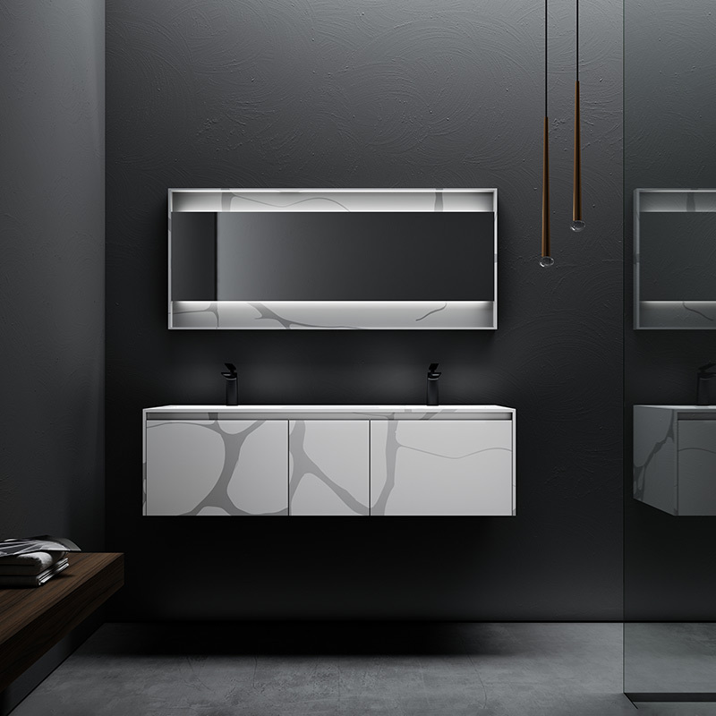 China Wholesale Factory Wall Hung Marble Texture Pattern Solid Surface Bathroom Vanity TW-5808