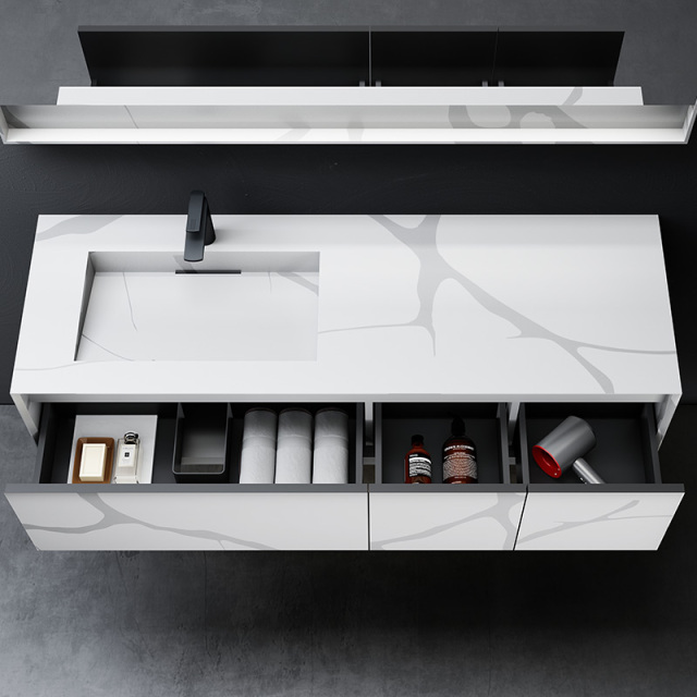 Quality Wholesale Unique Design Wall Mounted Marble Design Texture Pattern Solid Surface Bathroom Vanity Unit TW-5826