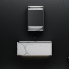 Wholesale High End Quality Wall Mounted Marble Texture Pattern Solid Surface Bathroom Vanity Unit TW-5821