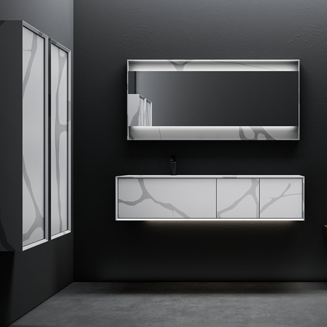 Quality Wholesale Unique Design Wall Mounted Marble Design Texture Pattern Solid Surface Bathroom Vanity Unit TW-5826