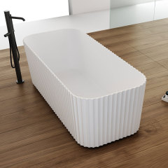 Manufacturer Modern Design V-Groove Freestanding Fluted Solid Surface Bathtub TW-8122