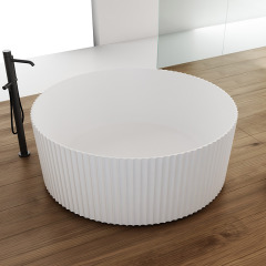 Factory Wholesale New Design V-Groove Round Freestanding Fluted Solid Surface Bathtub TW-8129