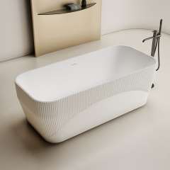 Wholesale Price Freestanding Fluted Artificial Stone Bathtub TW-8182