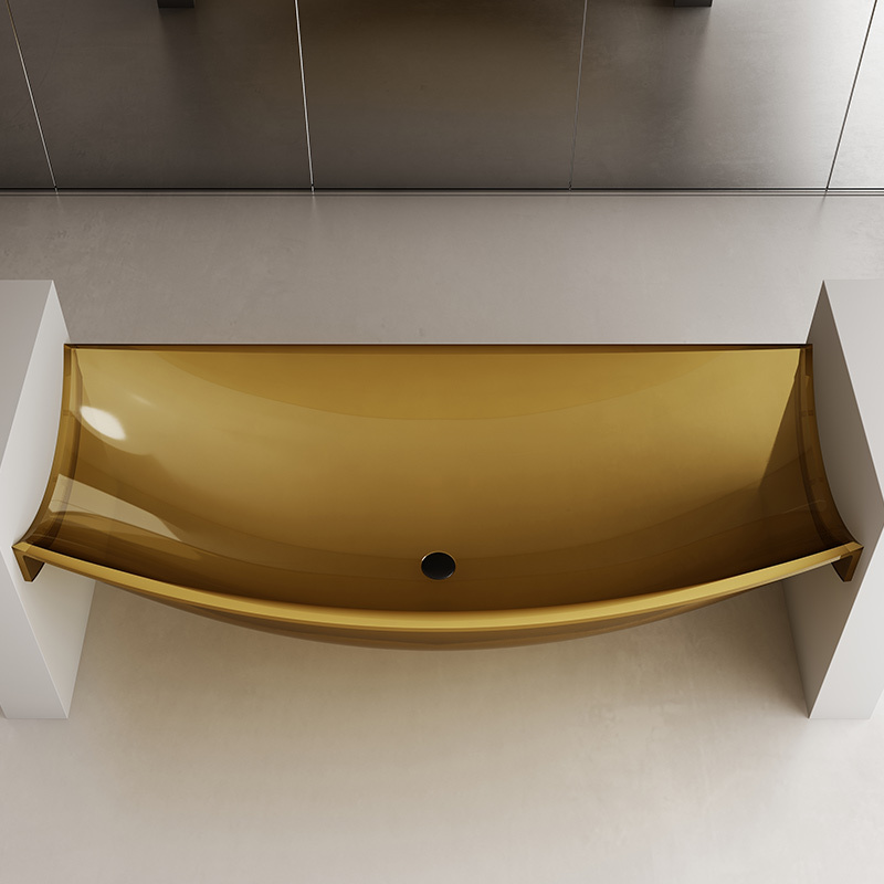 Wholesale High End Quality Freestanding Transparent Floating Hammock Suspended Artificial Stone Bathtub TW-8997T