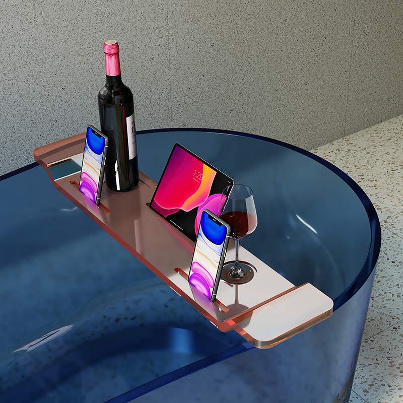 Wholesale Price Bathroom Accessories Transparent Resin Bathtub Caddy TW-P085T