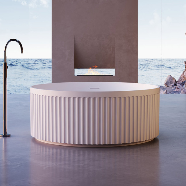 Factory Supply Quality Assurance V-Groove Modern Design Stand Alone Acrylic Fluted Bathtub TW-7119