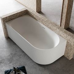 Quality Wholesale Unique Design Freestanding 2 Wall Corner Groove Acrylic Vertical line Stripes Fluted Bathtub TW-7683