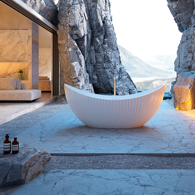 Wholesale High End Quality Freestanding Fluted Acrylic Bathtub XY-5008