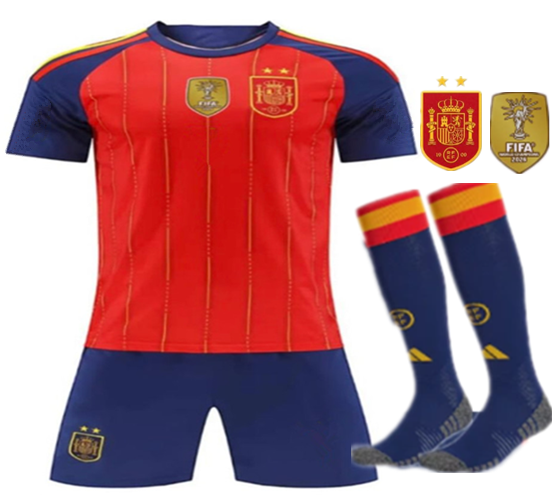 2 stars + socks Adult + kids Kit 2026 2027 Spain jersey adult football shirt children's wear soccer jersey Football jersey 2026 Spain soccer jersey kids + Adult kit children