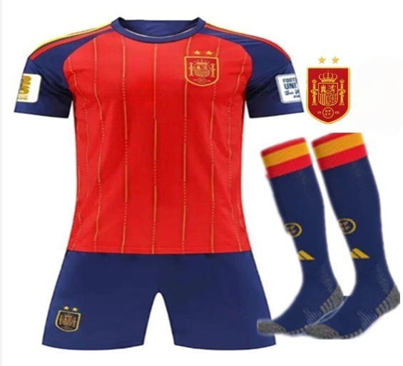 2 stars + socks Adult + kids Kit 2026 2027 Spain jersey adult football shirt children's wear soccer jersey Football jersey 2026 Spain soccer jersey kids + Adult kit children