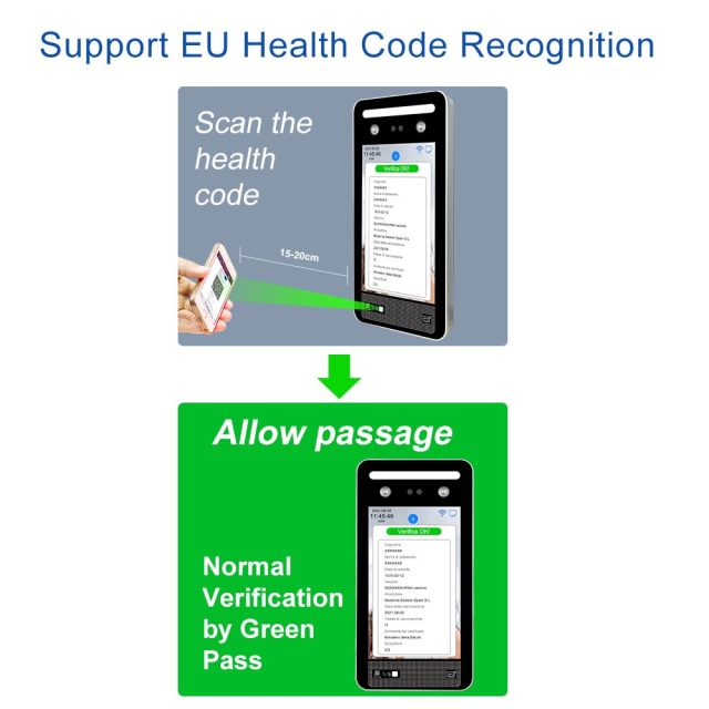 TM-GP08LN EU digital green pass qr code+Temperature Detection Face Recognition Terminal