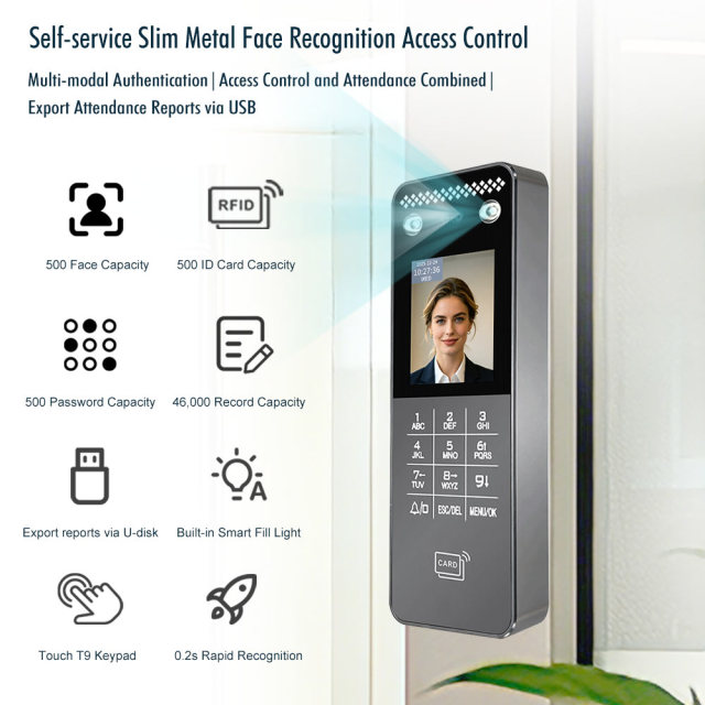 AZ802 Self-service Slim Metal Face Recognition Access Control,TIMY – Global Biometric Security Solution Provider Since 2000