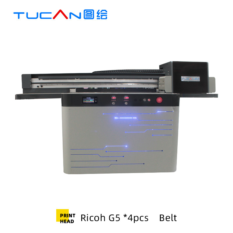 Ricoh G5 long life high quality output fast speed 9060 UV printer for commercial use on all material glass wood acrylic metal
