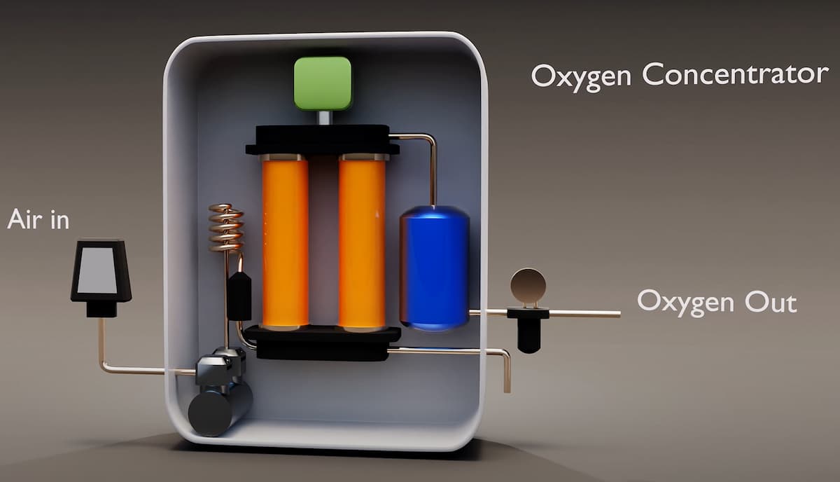 Inside the oxygen concentrator