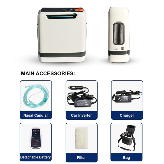 2024 5L Continuous Flow Portable Battery Pulse Oxygen Concentrator With Bag Use In Car, Outdoor