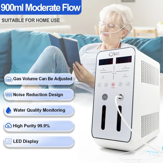 2024 New Olive 600ml/ 900ml Hydrogen Inhalation Machine Hydrogen Breathing Inhalation Therapy Machine