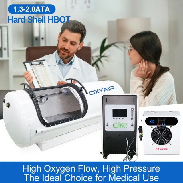Medical 2.0 ATA Hard Shell Hyperbaric Oxygen Chamber Therapy Machine HBOT Machine With Air Cooler