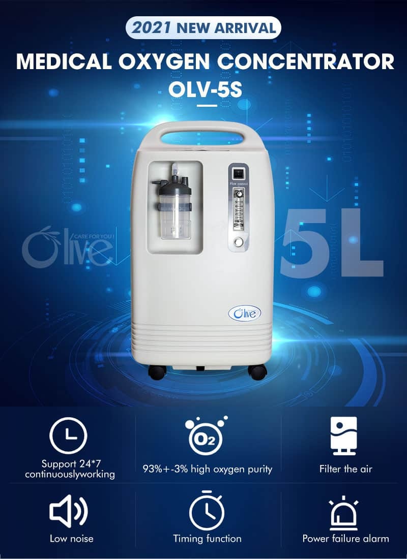 Oxygen Concentrator,Olive 5L- OLV-5S Wholesale Quiet Home Stationary Oxygen Machine 5 Litre With 96% Purity Oxygen