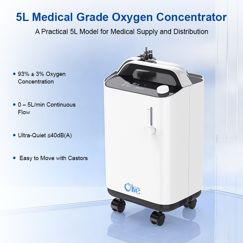 Ultra-quiet 5L medical oxygen concentrator with noise level under 40dB