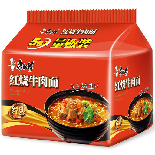 康师傅红烧牛肉面5连包