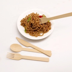 Natural Disposable bamboo cutlery Can Compostable and for party camping  bamboo fork spoon knife set