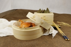 Bamboo Food Commercial Rice Steamers Basket Natural Mini Size Stainless Steel Food Steamer Steam Cooking Bamboo Lid Round Shape