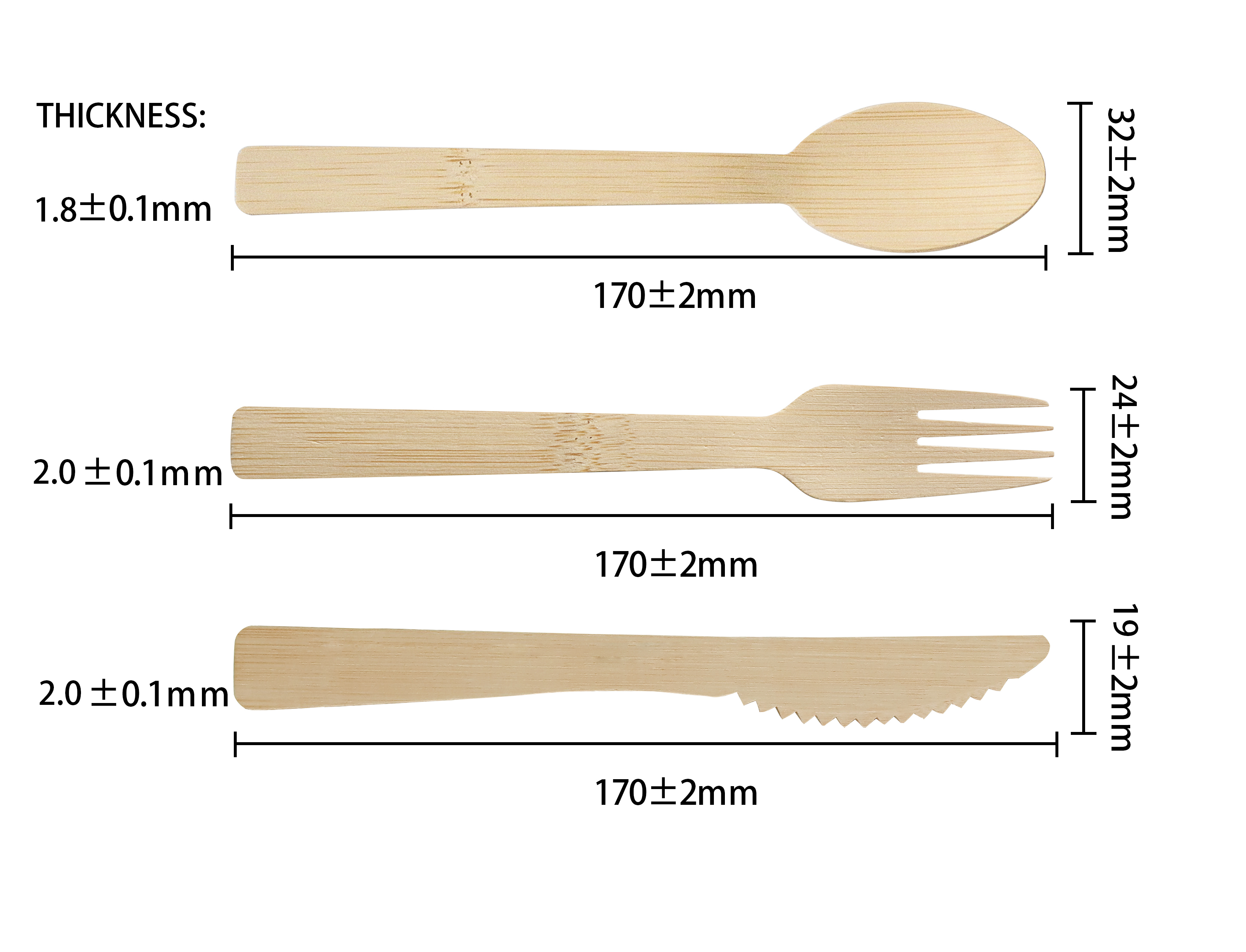 Natural Disposable bamboo cutlery Can Compostable and for party camping  bamboo fork spoon knife set