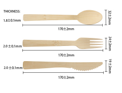 Natural Disposable bamboo cutlery Can Compostable and for party camping  bamboo fork spoon knife set