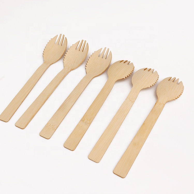 Picnic Sporks Utensil Spoon Cutlery Set Portable Outdoor Travel Versatile 3 in 1 Flatware Sets Bamboo Kitchen Dessert Modern T/T