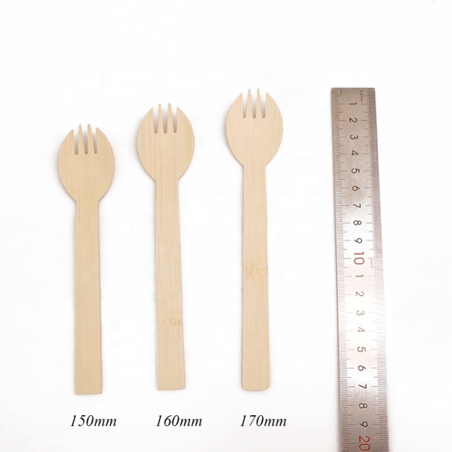 Individually Wrapped Natural Eco Friendly  Biodegradable Disposable Bamboo Spork