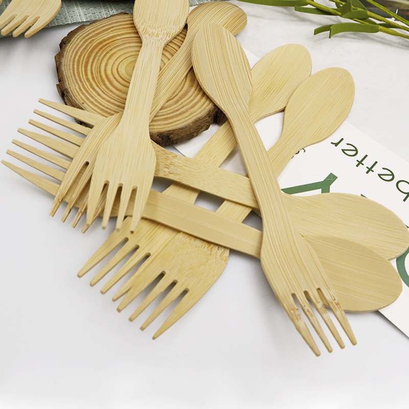 Disposable Bamboo Utensils 100% Eco-Friendly Bamboo Cutlery Set